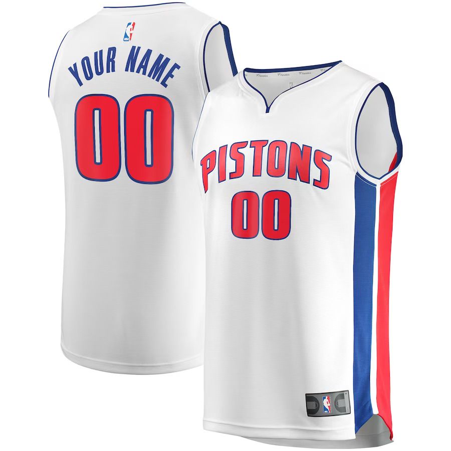 Men Detroit Pistons Fanatics Branded White Fast Break Custom Replica NBA Jersey->customized nba jersey->Custom Jersey